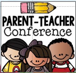 Sign for Parent Teacher Conference with a pencil and 3 cute kids